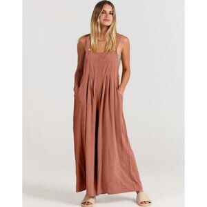 ANRABESS Overalls Jumpsuit Casual Loose Sleeveless Adjustable in Apricot